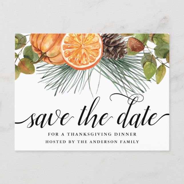 Thanksgiving Save The Date Postcard (Front)