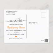 Thanksgiving Save The Date Postcard (Back)