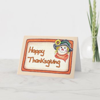 Thanksgiving Scarecrow Holiday Card by basketcase413 at Zazzle