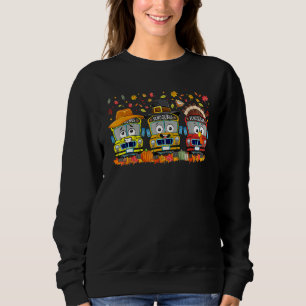 Thanksgiving School Bus Driver Autumn Turkey Back  Sweatshirt