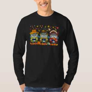 Thanksgiving School Bus Driver Autumn Turkey Back  T-Shirt