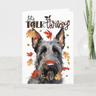 Thanksgiving Scottish Terrier Dog Lets Talk Turkey Holiday Card