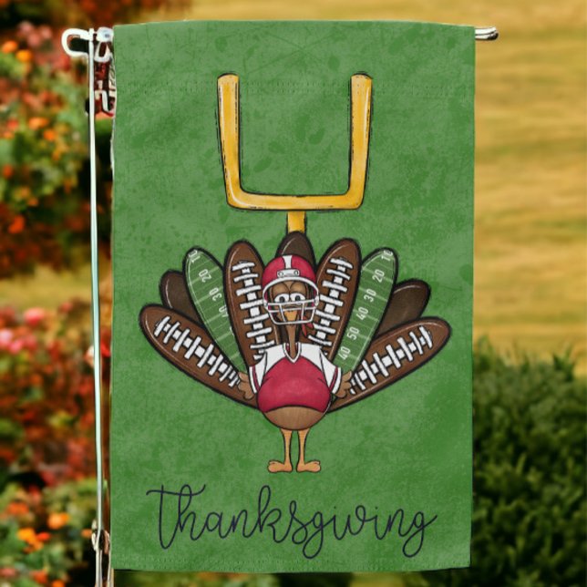 Thanksgiving Script Turkey Football Feathers Garden Flag (Creator Uploaded)