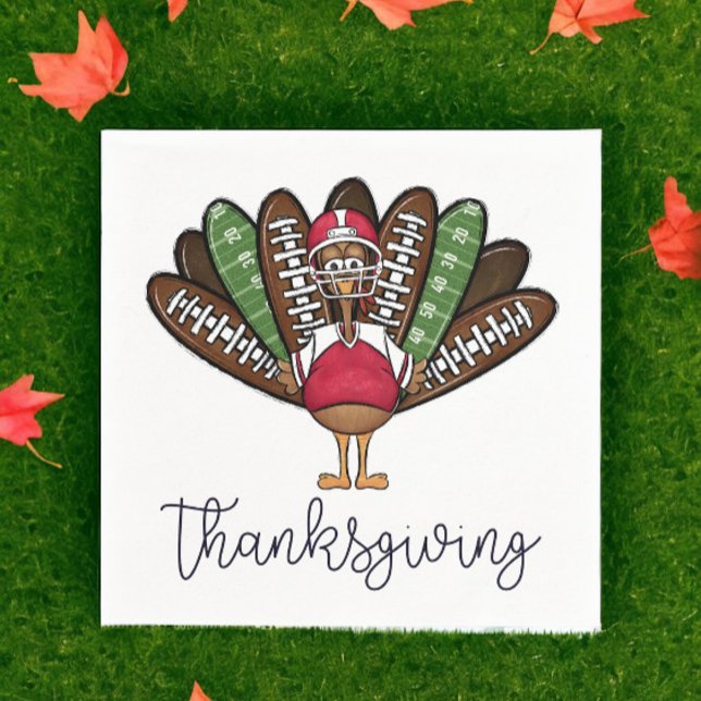 Thanksgiving Script Turkey Football Feathers Napkins (Creator Uploaded)