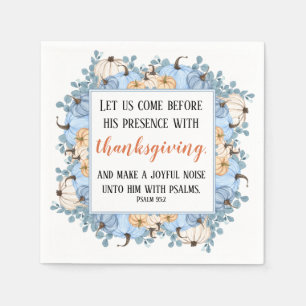 Thanksgiving Scripture Blue Pumpkin Frame Napkins