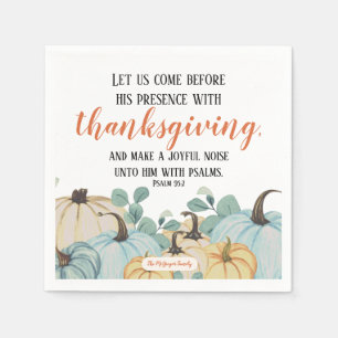 Thanksgiving Scripture Watercolor Pumpkin Family  Napkins