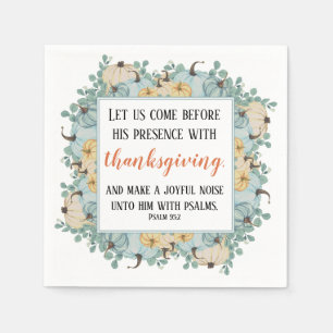 Thanksgiving Scripture Watercolor Pumpkin Frame Napkins