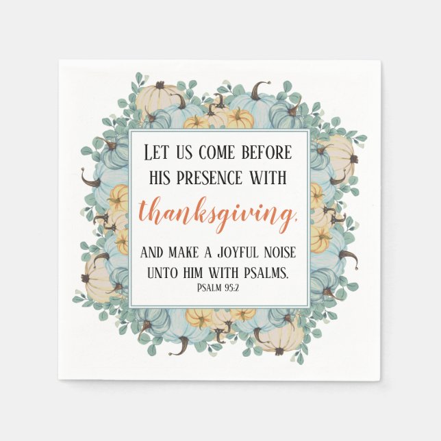 Thanksgiving Scripture Watercolor Pumpkin Frame Napkins (Front)