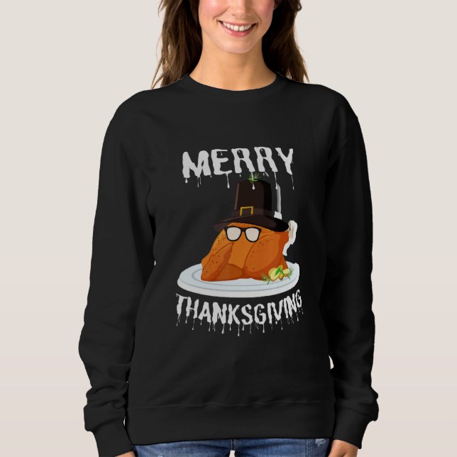 Thanksgiving Scrub Tops Merry Thanksgiving  Turkey (Front)