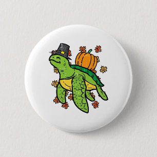 Thanksgiving Sea Turtle Cute Tortoise Fall Men Wom Button