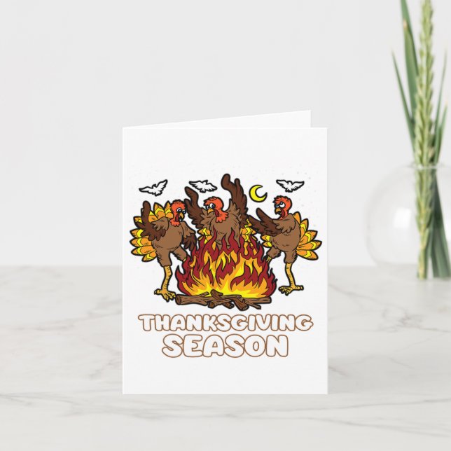 Thanksgiving Season Funny Turkey Dancing Fall Autu Card (Front)