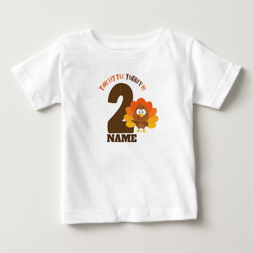 thanksgiving second birthday shirt little turkey