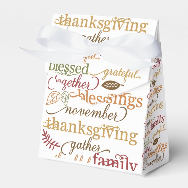 Thanksgiving Sentiments Food Treat Bags Favor Boxes (Front Side)