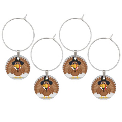 Thanksgiving Set of Four Wine CharmsTurkeys Wine Charm