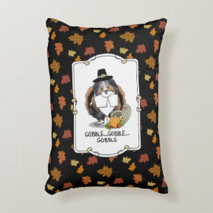 Thanksgiving Shetland Sheepdog (blue merle) Funny Accent Pillow
