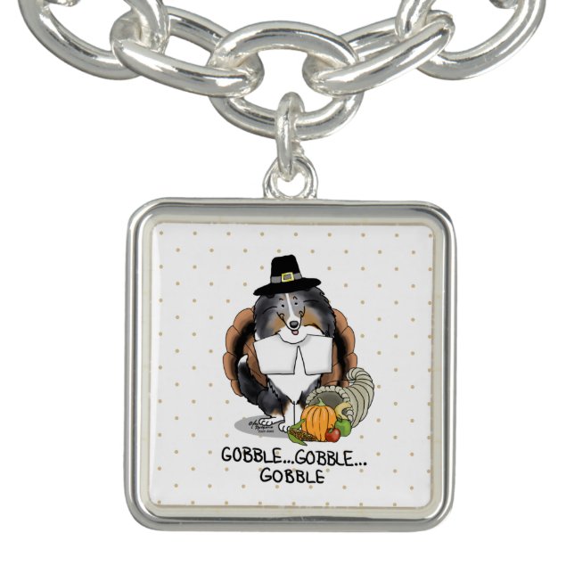 Thanksgiving Shetland Sheepdog (blue merle) Funny Bracelet (Design)