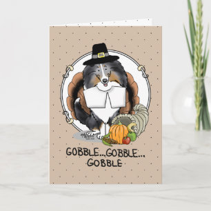 Thanksgiving Shetland Sheepdog (blue merle) Funny Card