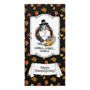 Thanksgiving Shetland Sheepdog (blue merle) Funny Door Sign