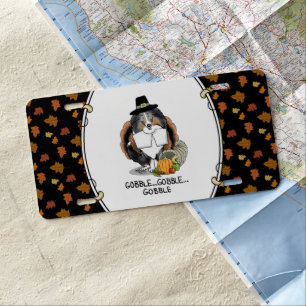 Thanksgiving Shetland Sheepdog (blue merle) Funny License Plate