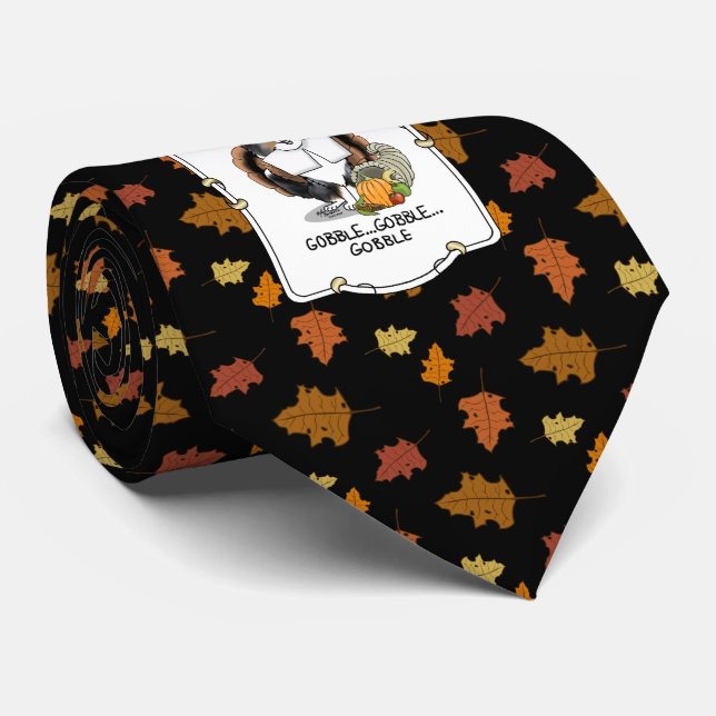 Thanksgiving Shetland Sheepdog (blue merle) Funny Neck Tie (Rolled)
