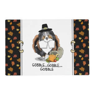 Thanksgiving Shetland Sheepdog (blue merle) Funny Placemat