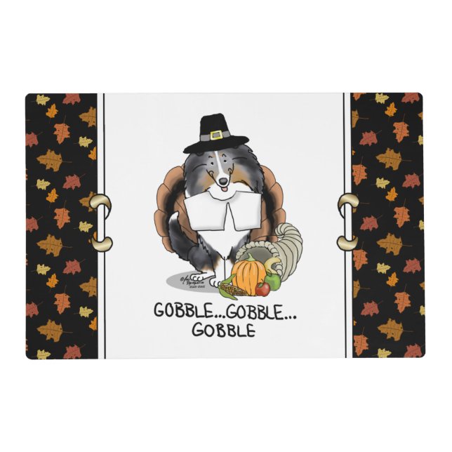 Thanksgiving Shetland Sheepdog (blue merle) Funny Placemat (Front)
