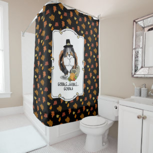Thanksgiving Shetland Sheepdog (blue merle) Funny Shower Curtain