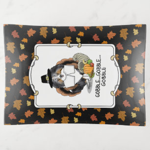 Thanksgiving Shetland Sheepdog (blue merle) Funny Trinket Tray