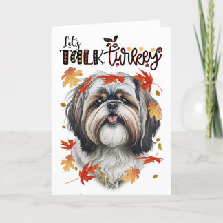 Thanksgiving Shih Tzu Dog Let's Talk Turkey Holiday Card