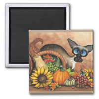Thanksgiving Siamese Cat by Bihrle Magnet