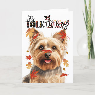 Thanksgiving Silky Terrier Let's Talk Turkey Holiday Card