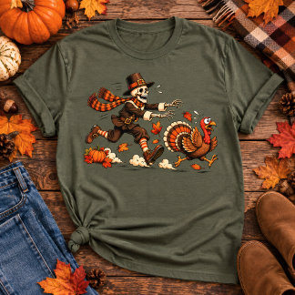 Thanksgiving Skeleton Turkey Chase T-Shirt
