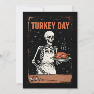 Thanksgiving Skeleton Turkey Day Holiday Card