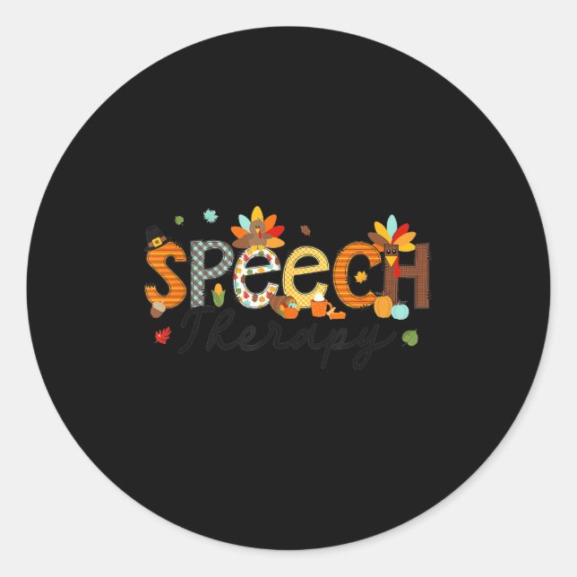 Thanksgiving Speech Therapy Thankful Slp Turkey Sp Classic Round Sticker (Front)