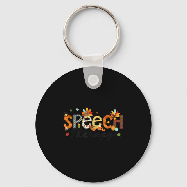 Thanksgiving Speech Therapy Thankful Slp Turkey Sp Keychain (Front)