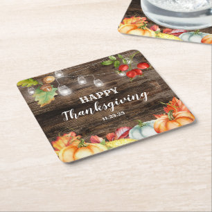 Thanksgiving Square Paper Coaster