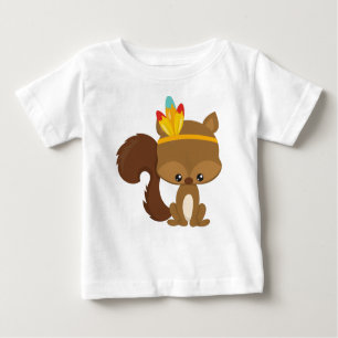 Thanksgiving Squirrel, Brown Squirrel, Feathers Baby T-Shirt