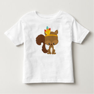 Thanksgiving Squirrel, Brown Squirrel, Feathers Toddler T-shirt