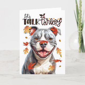 Thanksgiving Staffordshire Dog Let's Talk Turkey Holiday Card