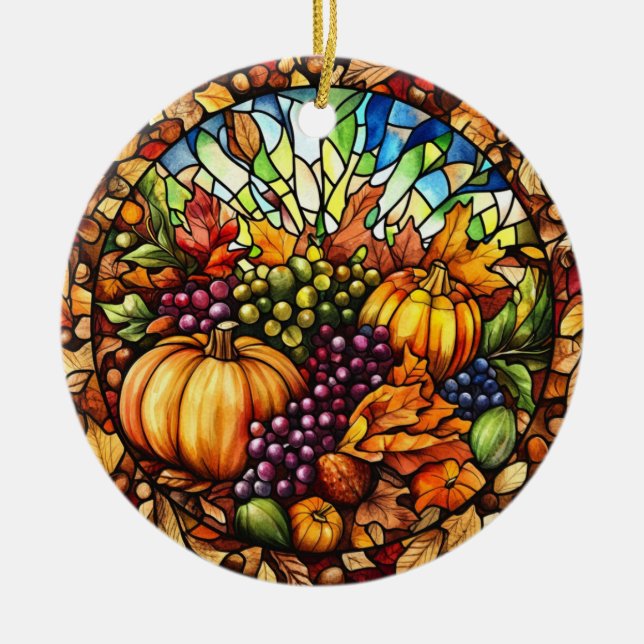 Thanksgiving Stained Glass Ornament (Front)