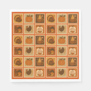Thanksgiving Stamp Collage Paper Napkins