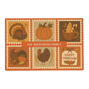 Thanksgiving Stamp Collage Personalized Placemat