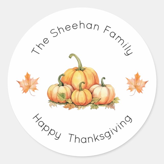 Thanksgiving Sticker, Happy Thanksgiving Labels (Front)