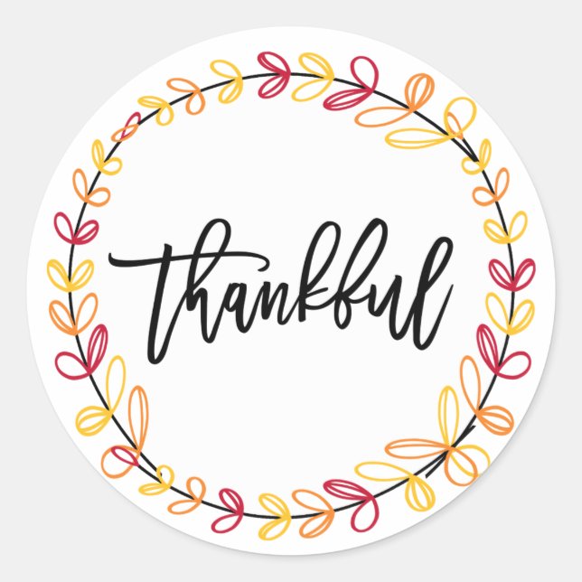 Thanksgiving Sticker, November Wedding Favors Classic Round Sticker (Front)