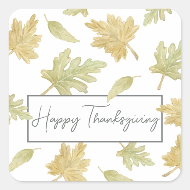 Thanksgiving Sticker – Watercolor Fall Leaves (Front)