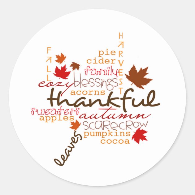 Thanksgiving Stickers/Typography Classic Round Sticker