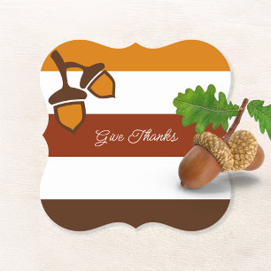 Thanksgiving Stripes and Acorns Paper Coaster