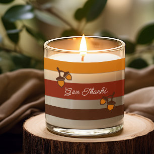 Thanksgiving Stripes and Acorns Scented Candle