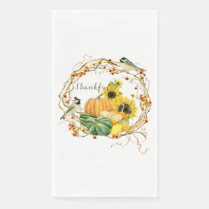 Thanksgiving Sunflower Floral Thanks Fall Pumpkin Paper Guest Towels
