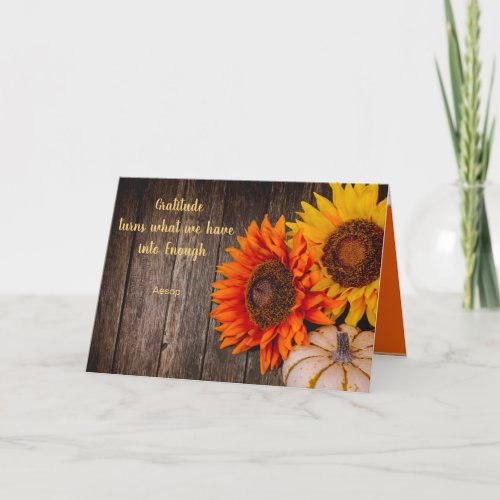 Thanksgiving Sunflower Inspirational Text Folded Holiday Card